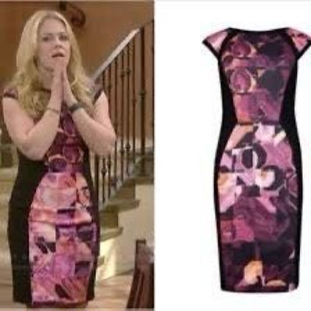 Ted Baker London Women’s Size 1 Jasmaii Geometric Printed Panel Dress Zip Up